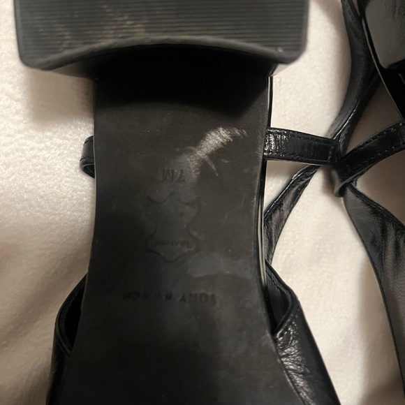 Tory Burch Black Cap-Toe Slingback Low Block Heel Mules - Picture 7 of 8